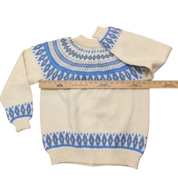 Dale of Norway Women’s Cardigan Pure New Wool Blue Ivory Fair Isle Sz L-XL - Picture 12 of 15